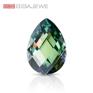 GIGAJEWE green drop-shaped double-sided rose cut moissanite special-shaped drill with certificate waist code can be wholesale