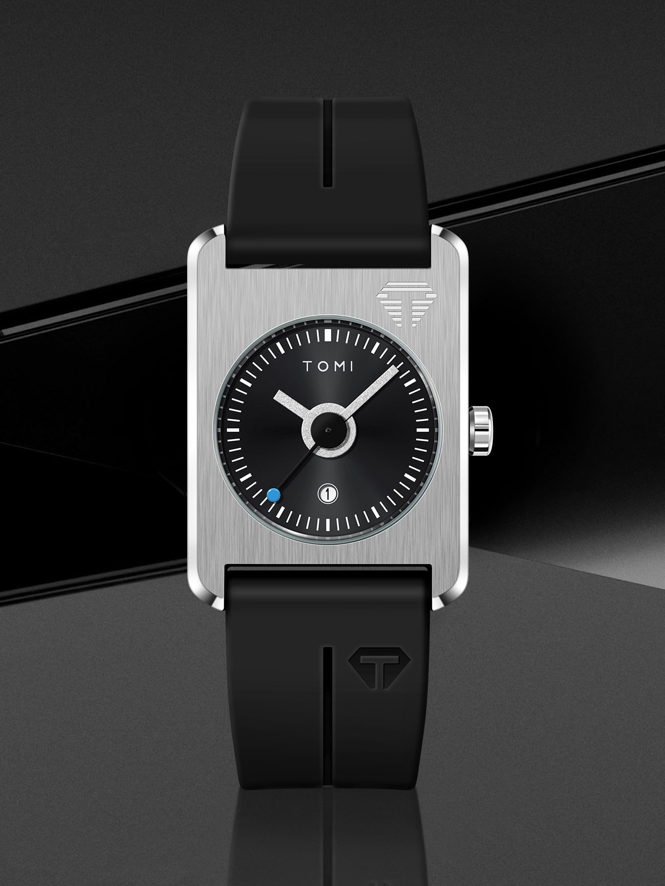 Square Quartz Watch For Men Korean Style Rubber Strap Fashionable_voghion.com