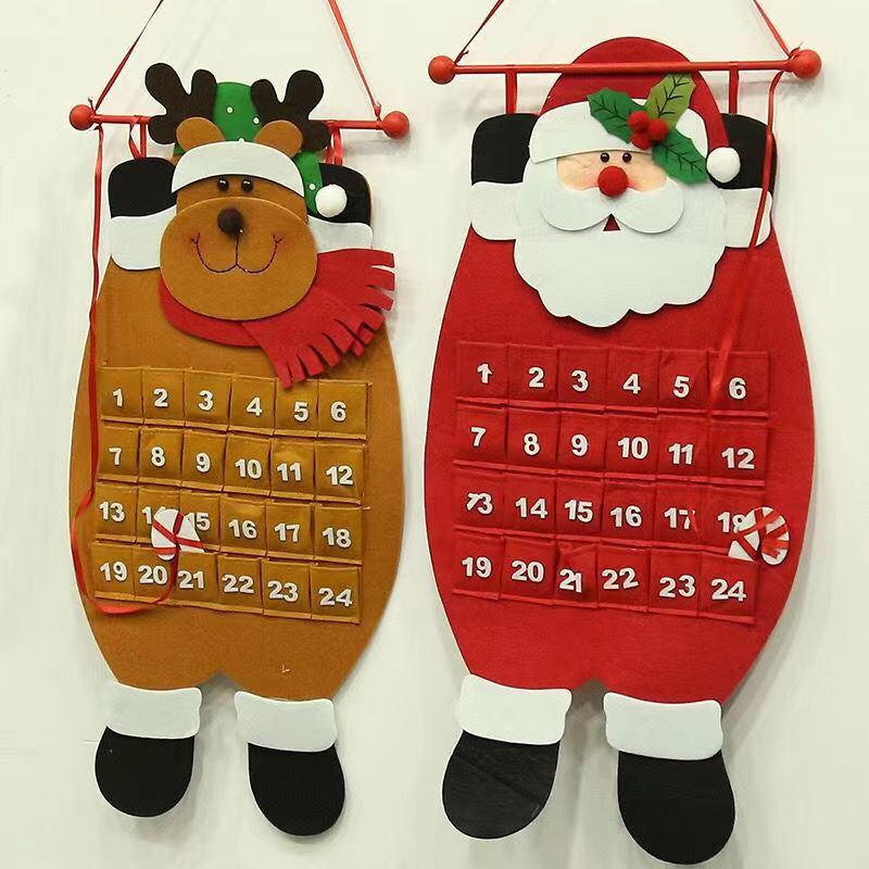 在庫ありフェルトデジタルクリスマスツリークリエイティブカウントダウンカレンダークリスマスサンタクロースヘラジカカレンダーペンダント|undefined