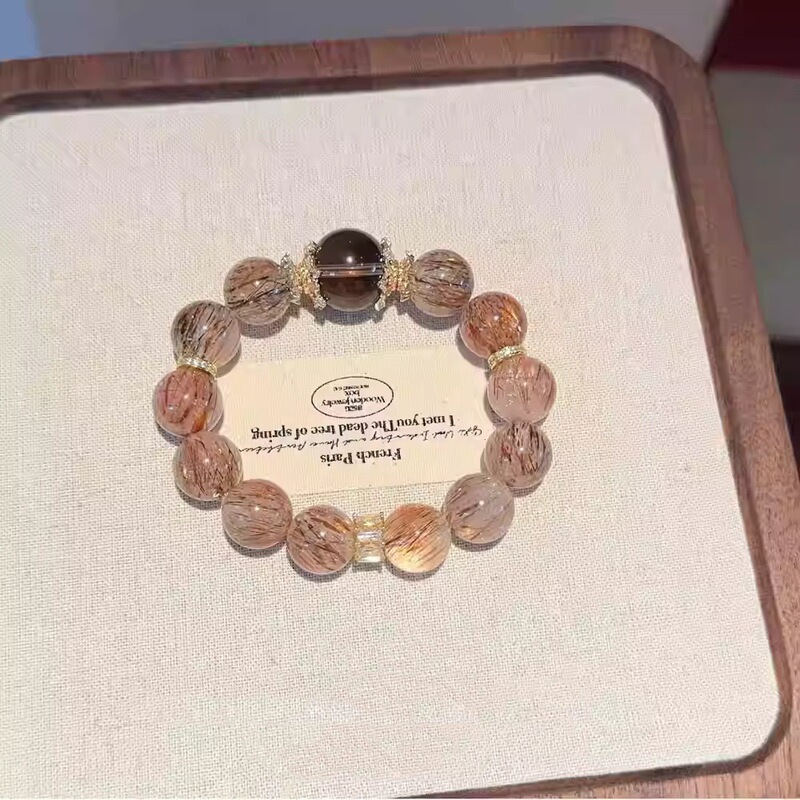 天然黑金超七手串顺发丝金闪黑超七水晶钛晶手链时尚简约手饰批发|undefined