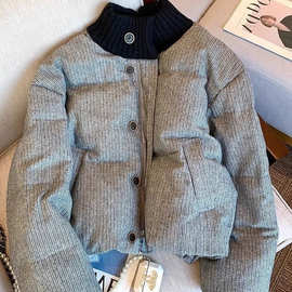 韩版立领夹棉加厚棉服女冬季新款新品感复古面包服保暖外套25年款