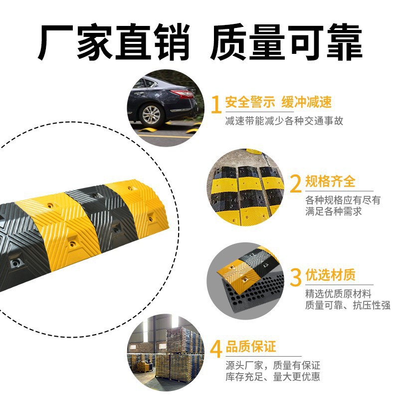 Rubber Speed Bumps, Road Buffers, Traffic Speed Limiters, Outdoor Community Roads, Logistics Parks, Pressure-Resistant Thickened Cast Steel Wholesale