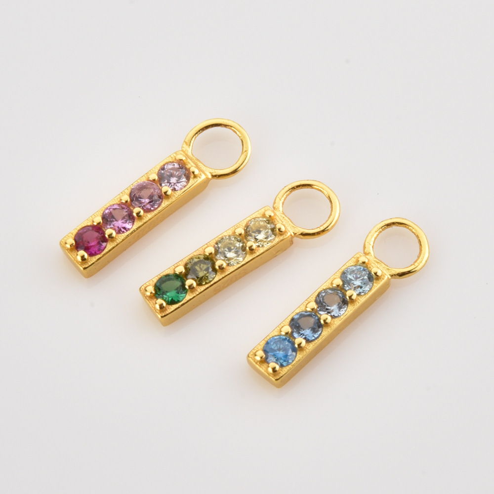 Zircon Inlay Material 1 Piece 925 Sterling Silver Zircon Round Rectangle Pendant Jewelry Accessories
