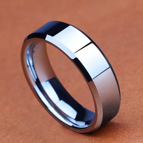Cross-border titanium steel accessories 8mm bevel edge bright ring glossy stainless steel mirror polished ring jewelry