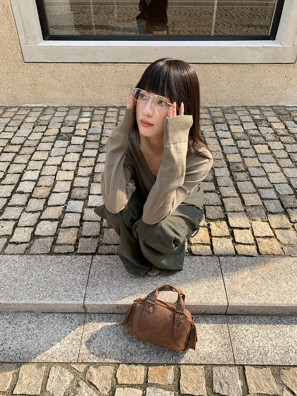 誉一新款2025秋季慵懒风V领针织衫女ins宽松百搭长袖上衣女cm1047|undefined