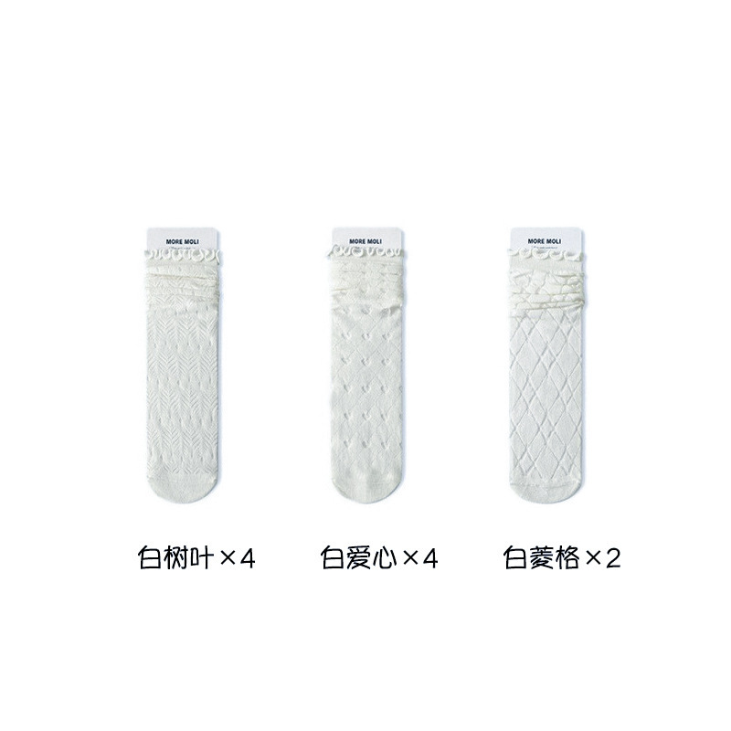 Calcetines de algodón de primavera y verano, calcetines de pila de encaje de hongos para niños, calcetines de tubo transpirables de malla hueca, calcetines Zhuji al por mayor