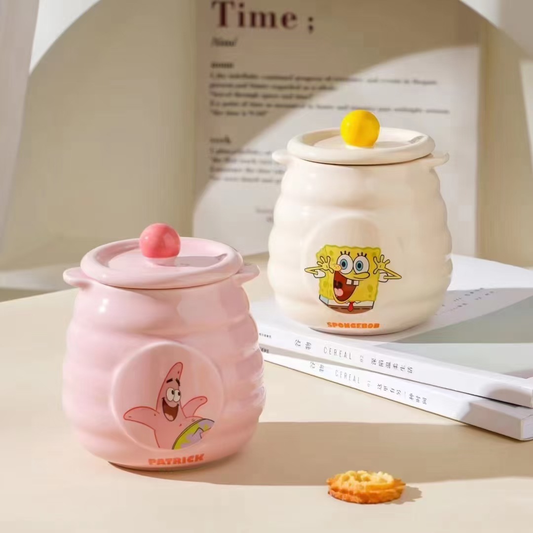 Auténtico autorizado SpongeBob cocina almacenamiento tarjeta de dibujos animados botella de sello de sal de sabor de cerdo tarjeta de condimento de cerámica