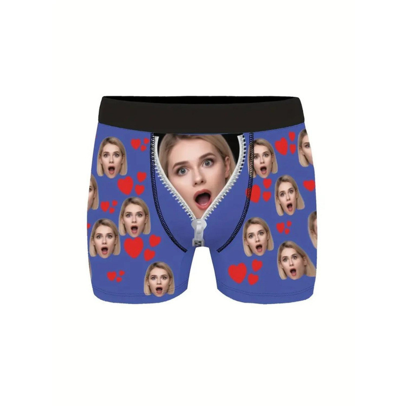 Cross-Border Foreign Trade Temu New Men's Boxer Briefs with Funny and Quirky Photos, Minimum Order One Piece, Men's Boxer Shorts