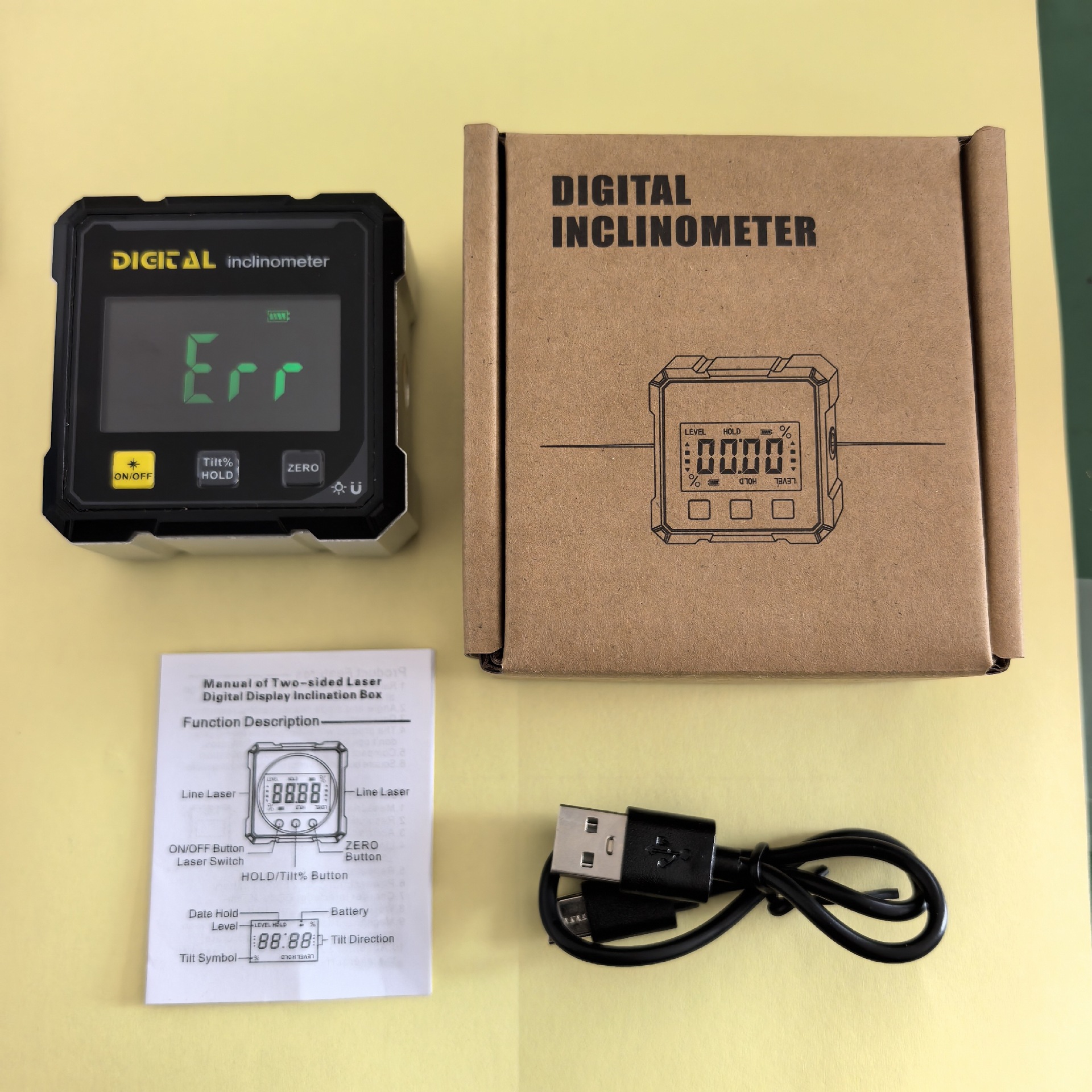 双激光四面磁吸水平角度尺手持激光电子测距仪红外线测量仪倾角仪