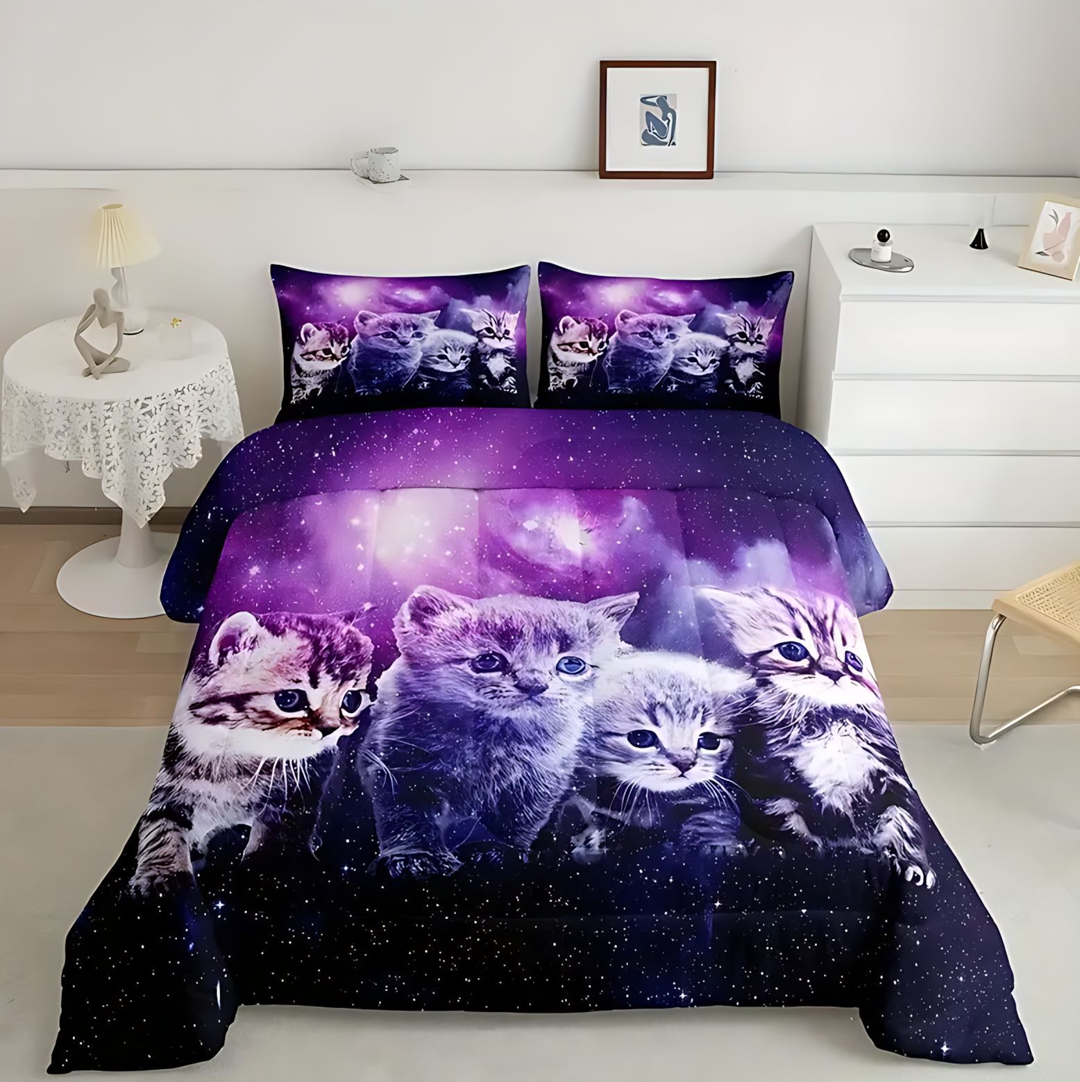 TEMU / JIT transfronterizo lindo gato tema impresión digital HD 180gms colcha colcha