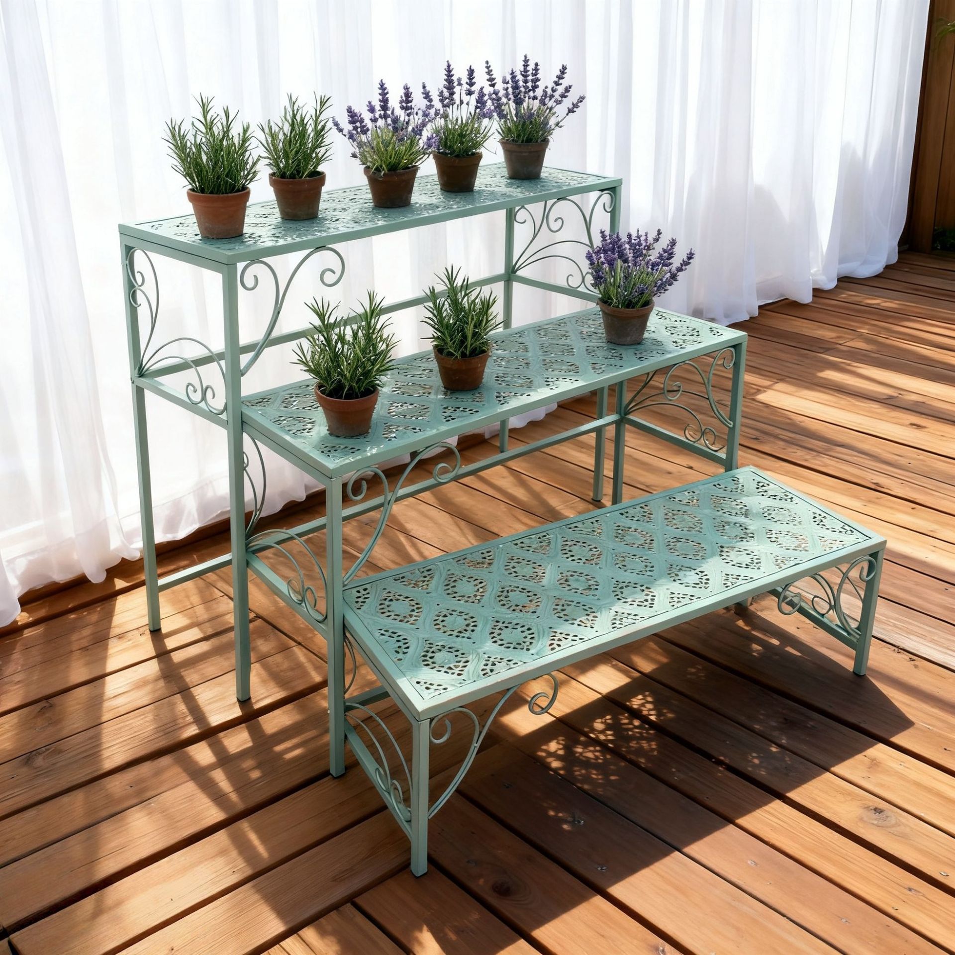 花棚棚棚棚シンプルなベランダの多層階段の植木鉢棚は古い鉄芸の花棚を作ります。