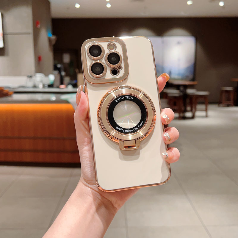 Aplicable para el ojo de charme puro galvanizado 16 diamantes 360 ° rotación magnética iphone17promax / 15