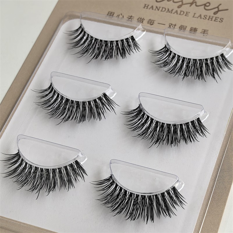 Ai Mo Pestañas postizas nuevas europeas y americanas, simulación gruesa, rizada, pelaje de varios niveles, tallo 3d esponjoso, hilo de seda fino, tallo transparente