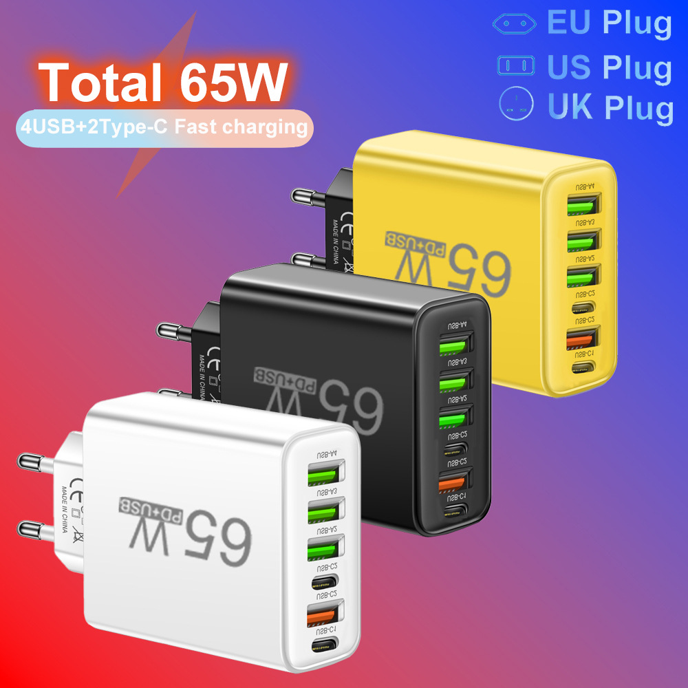 Multi-interface mobile phone charger 2Type-c PD 4USB travel charger 3.1A charging head cross-border wholesale