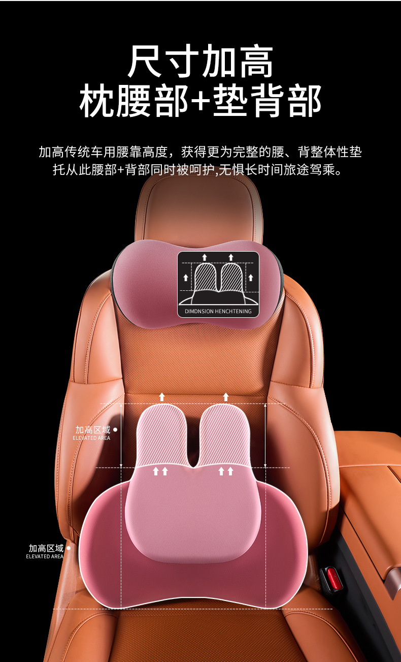 High-End Car Headrest with Heating, Electric Massage, Space Memory Foam Seat, Neck Pillow, Car Lumbar Support Pillow