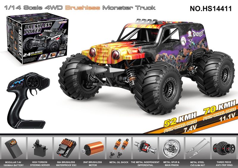 クロスボーダー 1/18 ブラシレス高速四輪駆動 2.4 グラムフルスケールプロフェッショナル RC リモートコントロールオフロード大型バイク 1/14 ブラシ付き|undefined