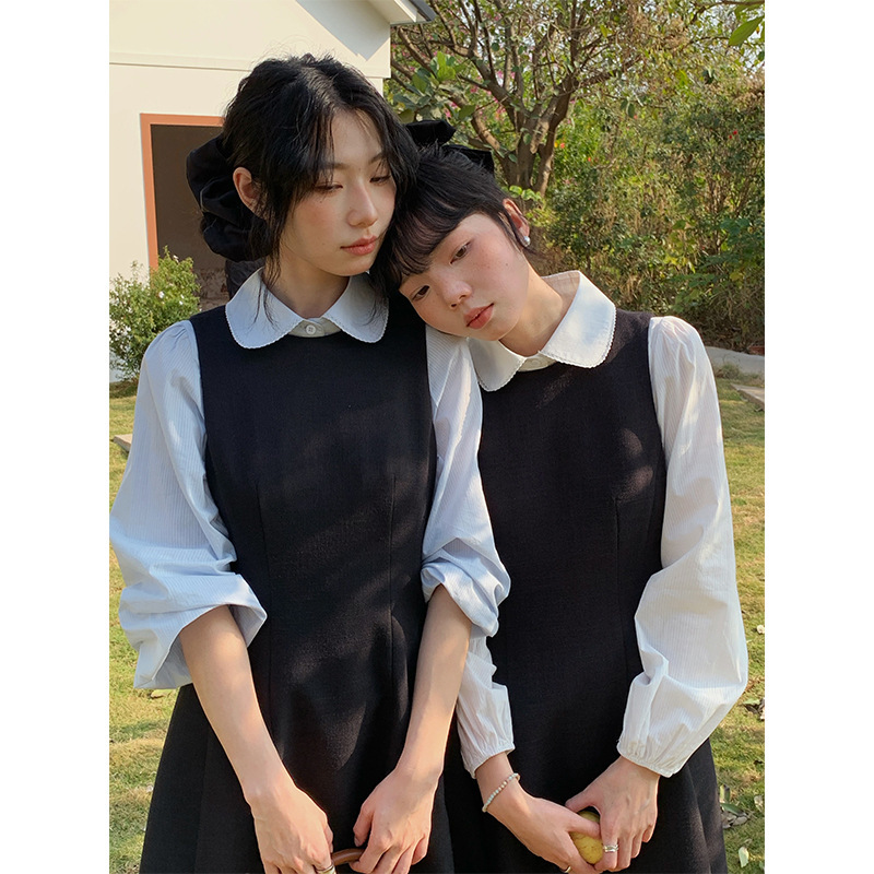 [Elf High School Little Black Dress] Gengming Korean-Style Sleeveless Vest Dress Spring Women's Mid-Length Dress Y4080F