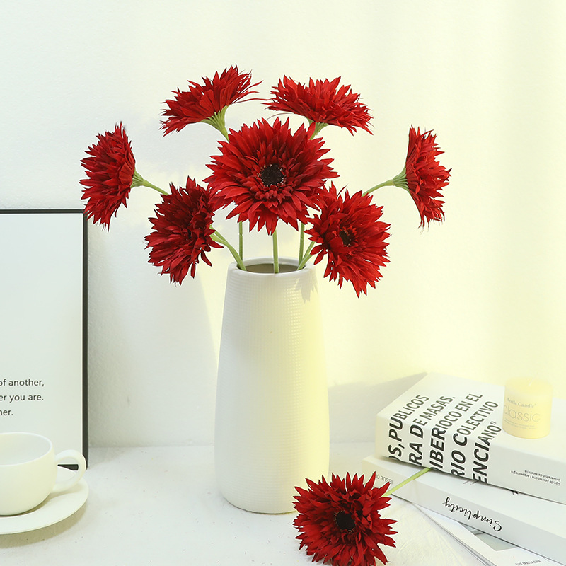 국경 간 시뮬레이션 실크 천 단일 지점 거베라 데이지 꽃 홈 웨딩 장식 높은 수준의 시뮬레이션 꽃