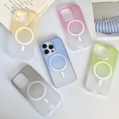 适用iphone17PROMAX渐变磨砂磁手机壳苹果16超薄冰雾防摔保护套14