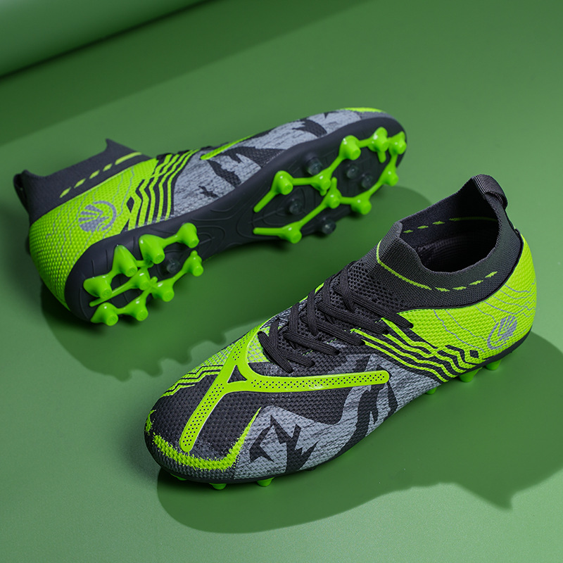 ShoeGlobe Cross-Border New Men And Women Students Long High-Top Broken Spikes Grass Training Football Shoes For Teenagers In Stock_voghion.com