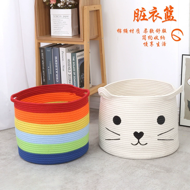 Хлопковая веревка плетеная корзина для хранения спальни мультфильм грязная корзина для одежды Корзина для одежды