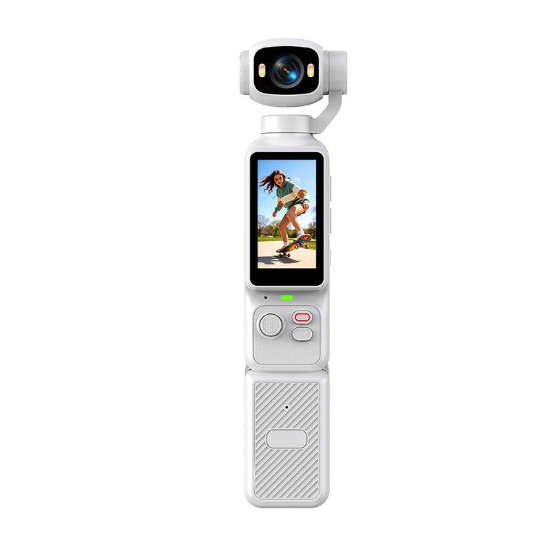 Cámara de Bolsillo con Gimbal y Pantalla Giratoria ABS Estabilización Pantalla 1.5 Pulgadas para Grabación