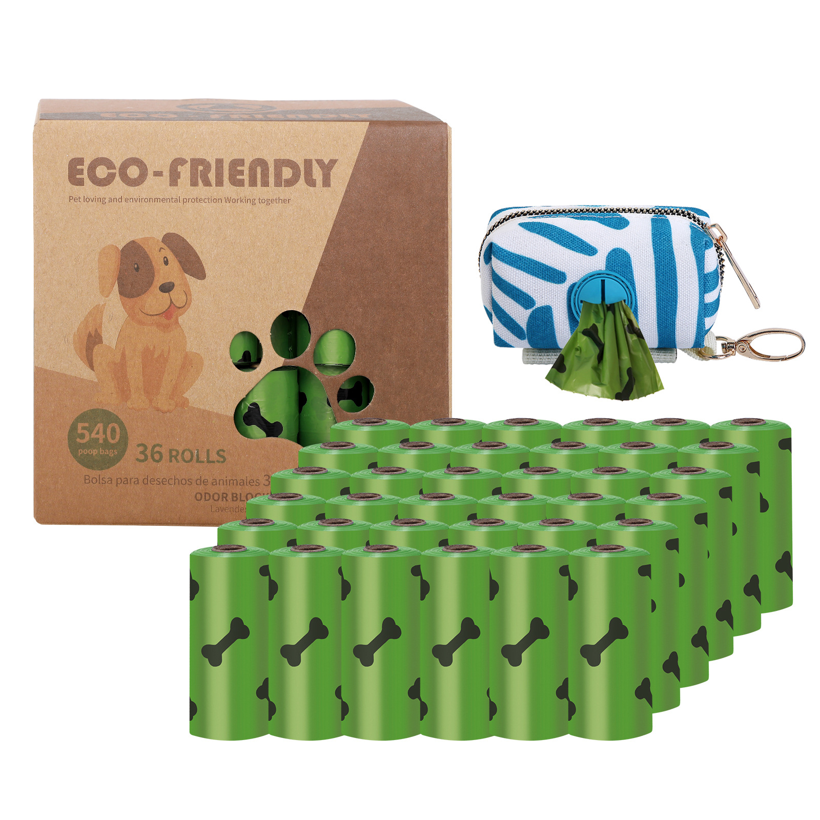 Transfronterizo en stock al por mayor 1,5 Bolsa de basura para mascotas de seda en caja bolsa de caca EPI bolsa de caca degradable bolsa de caca