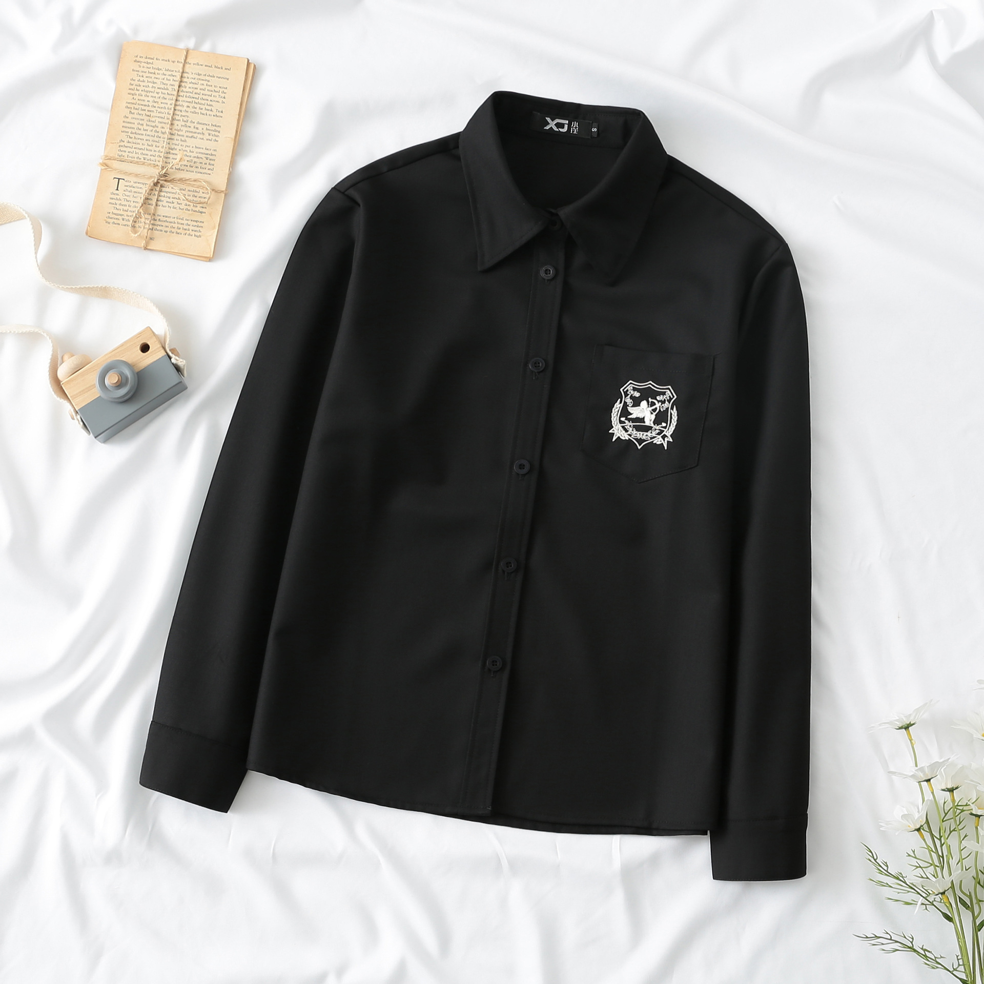 小瑾原创刺绣长袖衬衫爱神之息 皇冠小熊 兔兔