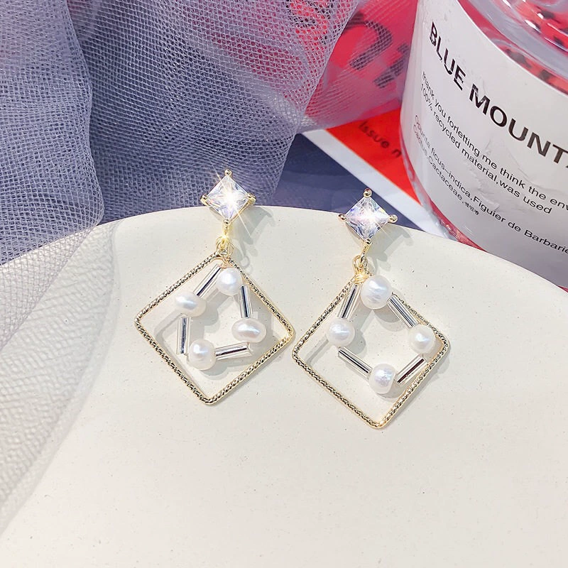 Серебряная игла, серьги, бренд цирконий из жемчуга, образец серебра 925, корейский стиль
