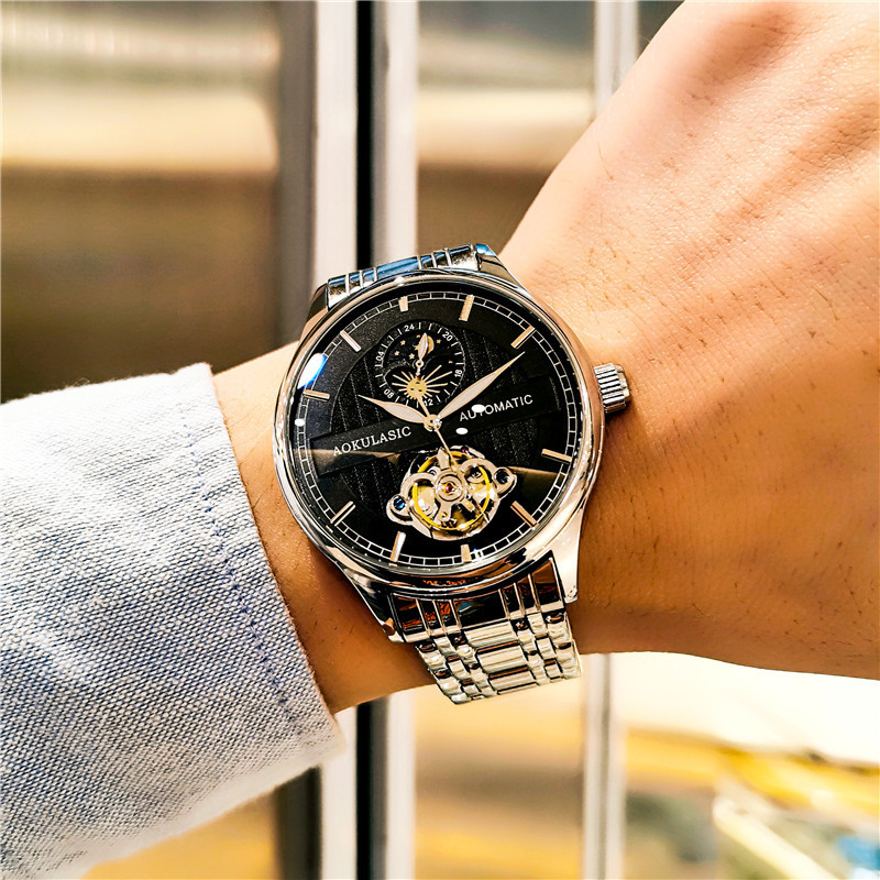 Transmisión en vivo con productos de alta gama para hombres guapo de moda impermeable Tourbillon Reloj mecánico automático para hombres impermeable luminoso 1922
