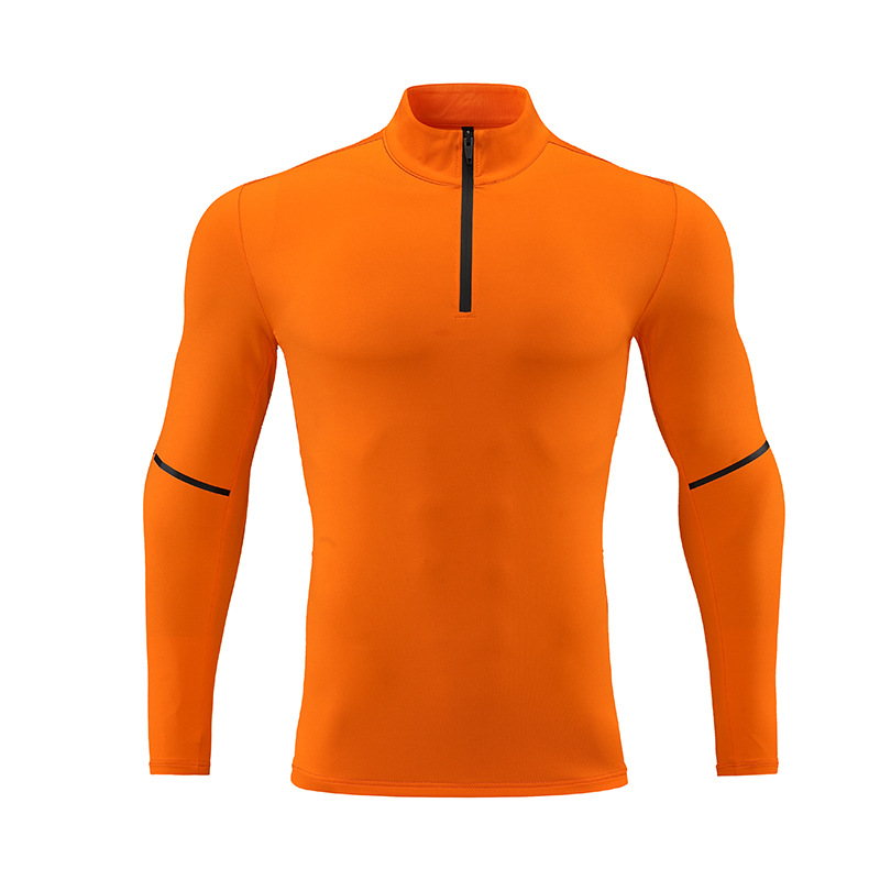 Primavera y otoño hombres deportes al aire libre de manga larga media cremallera corriendo collar UA misma camiseta superior en stock logotipo impreso personalizado