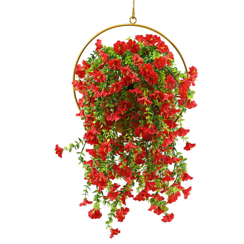 Simulación transfronteriza de Amazon flor de trompeta de 45 ojos flor falsa flor artificial colgante de pared decoración del hogar interior y exterior gloria de la mañana