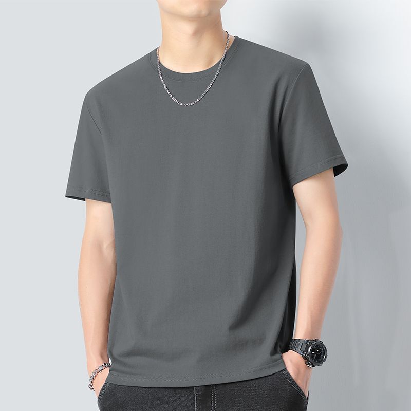 Solid Color Short-sleeved T-shirt Men's 2024 Summer New Fashionable Fat plus size White Loose Half-sleeved T-shirt Top