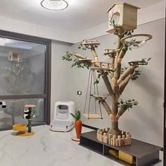 猫クライミングフレーム、猫の巣、猫のおもちゃのフルセット、耐摩耗性ツリー型猫スクラッチポール、猫クライミングフレーム、樟脳無垢材