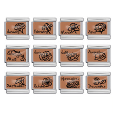 12月份花卉系列意大利模块手链 图片打印钛钢DIY弹力手环配件