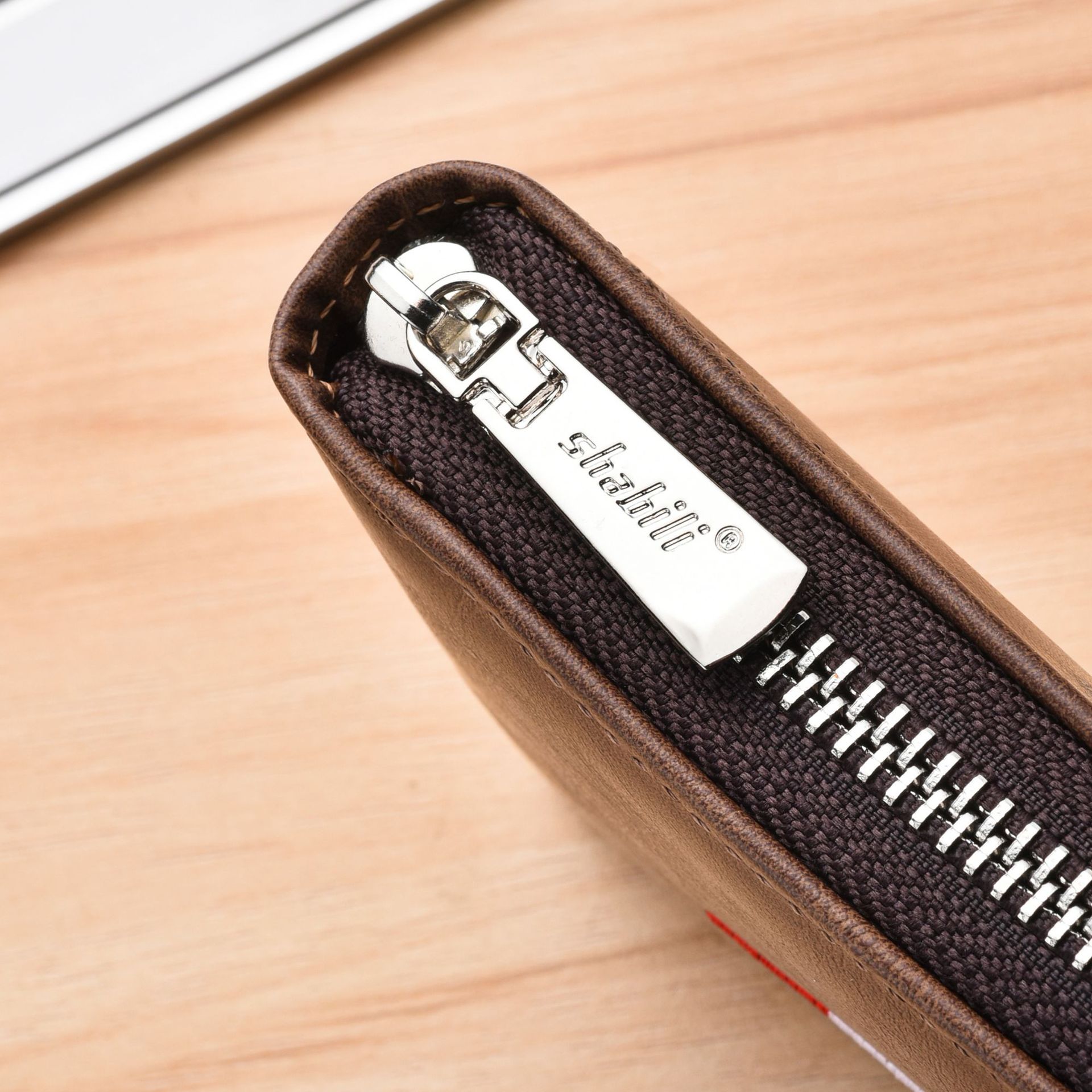 Cartera corta de hombre retro horizontal con cremallera moda clásica al por mayor