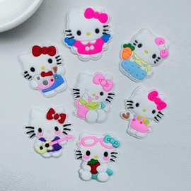 卡通可爱KT猫 PVC软胶配饰 DIY手机壳洞洞鞋水杯收纳盒饰品冰箱贴