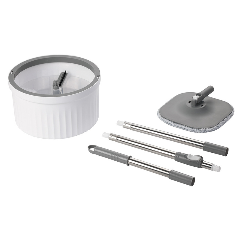 Hands-Free Dirt-Separating Mop with Bucket and Storage Basket, Microfiber Rotating Plastic Disc Lazy Mop for Home Use