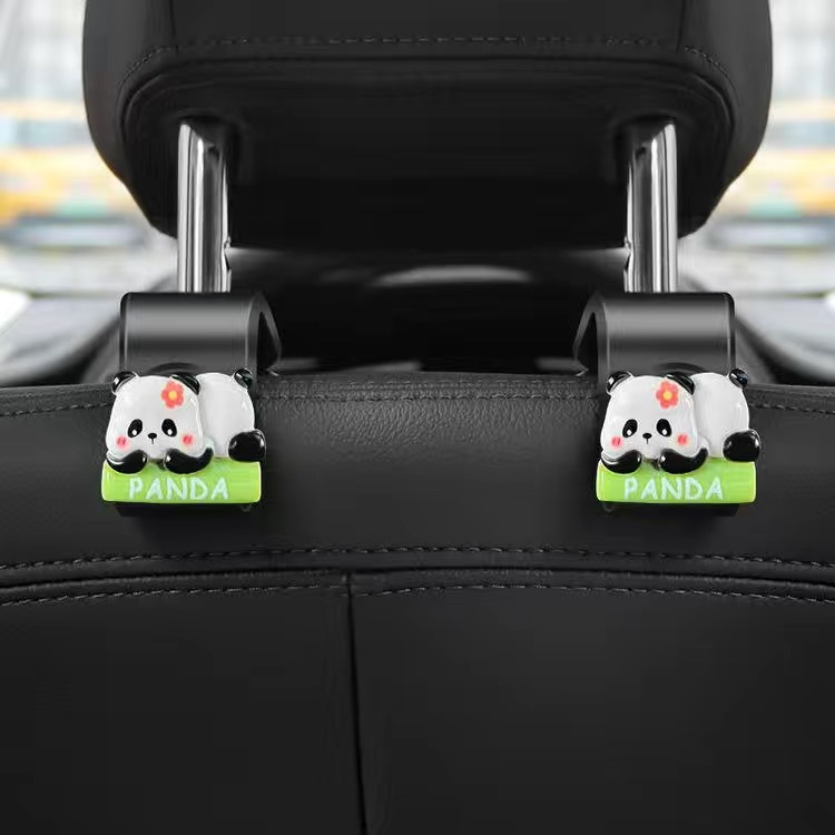 Gancho negro para automóvil Gancho panda de resina asiento trasero asiento para automóvil interior de automóvil asiento trasero creativo