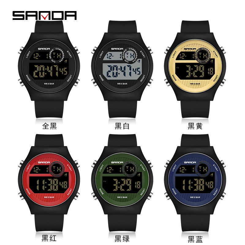 SANDA Sanda movimiento electrónico reloj electrónico de moda de estudiantes de secundaria secundaria reloj electrónico multifuncional luz nocturna reloj despertador estudiante reloj