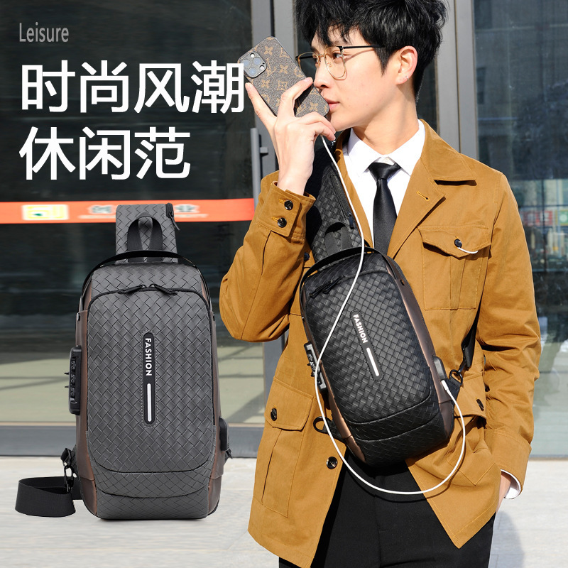 2024pu防犯斜めがけバッグ旅行スポーツワンショルダーバッグ外出用サイクリングバッグ容量カジュアル胸バッグ|undefined