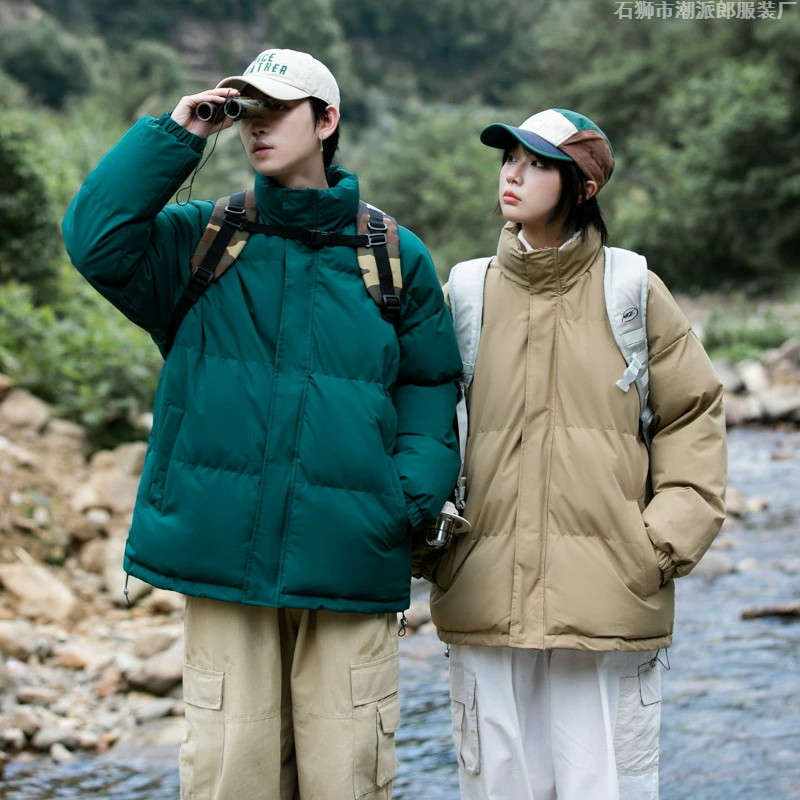 Пара Yumong, хлопковая верхняя одежда, мужская зимняя свободная хлопковая верхняя одежда, хлопковая верхняя одежда, новинка 2025 года, короткая зимняя одежда, модная брендовая куртка в гонконгском стиле