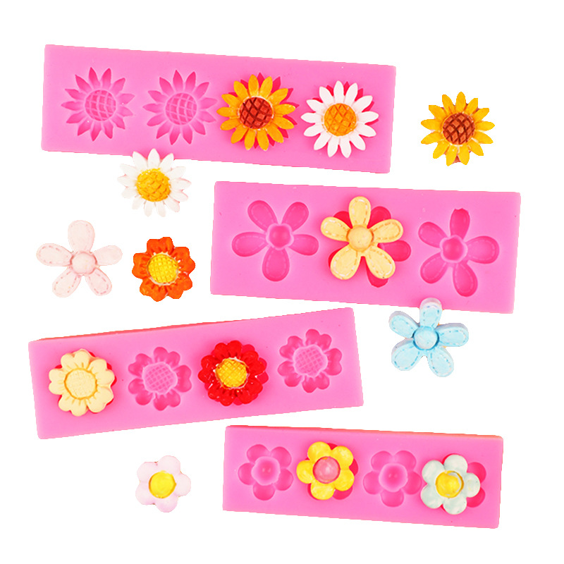Mini girasol pequeña flor serie pastel molde de silicona pastel de chocolate fondant decoración molde de silicona