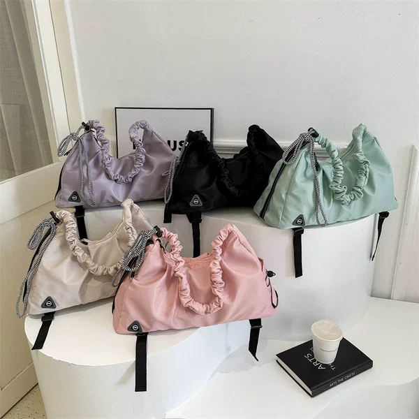 Cross-Border Multifunctional Yoga Bag New Niche Design Pleated Sports Fitness Bag Large Capacity Casual Cross-Body Bag
