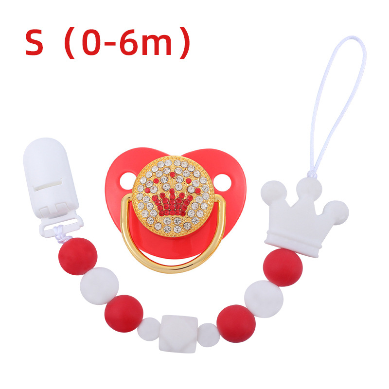 Bebé suministros corona chupete bebé silicona corona perlas mordedura chupete cadena anti-caída traje de cadena Nuevo