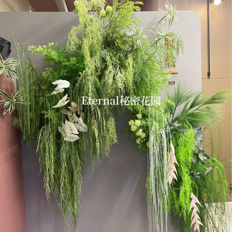 2026 New Design for Green Plant Shop Signage, Dynamic Forest-Style Landscaping, Leaf Materials, Decorative Floral Arrangements, Artificial Flowers, Wedding Decoration Wholesale