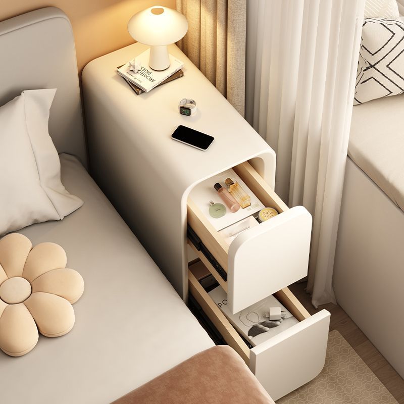 Ultra-Narrow Bedside Table, Simple Light Luxury Storage Cabinet, Bedroom Gap Solid Wood Small Narrow Cabinet, Creative Bedside Storage Rack