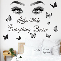 新FX-C370 個性美女眼睛英文標語蝴蝶臥室玄關家居牆面裝飾牆貼畫