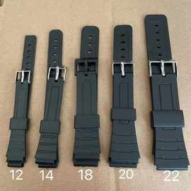 硅胶手表带 橡胶带运动表链12-22mm 黑色银色表扣防汗柔软配件