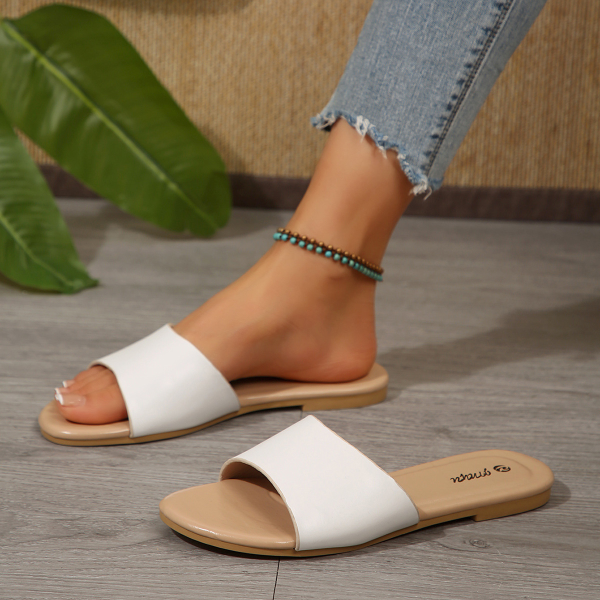 Pantuflas Planas para Mujer de Cuero Sintético, Ligeras, para Ocio